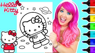 Coloring Hello Kitty Astronaut in Outer Space Coloring Page  Ohuhu Paint Markers [upl. by Noinatrad859]