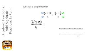 Algebraic Fractions Add Algebraic Fractions In Form xab  xcd Grade 6  Maths Revision [upl. by Gneh]