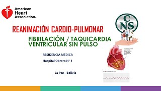 FIBRILACION VENTRICULAR TAQUICRDIA VENTRICULAR SIN PULSO AHA 2020 [upl. by Estella]