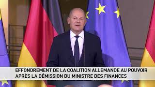 Effondrement de la coalition allemande au pouvoir après la démission du ministre des Finances [upl. by Amoakuh]