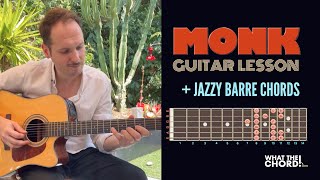 MONK Theme  How To Make Barre Chords Jazzy Guitar Lesson 🎷 [upl. by Valle544]