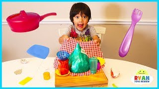 Ryan plays Crazy Cafe Board Game for kids with Egg Surprise Eggs [upl. by Berghoff]