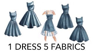 Fashion Illustration Tutorial 1 Dress 5 Fabrications 2 Bonus Renderings [upl. by Karissa]