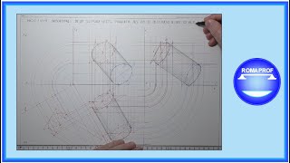 PROIEZIONI ORTOGONALI CILINDRO POGGIATO SUL PO ED INCLINATO RISPETTO AL PO ED AL PV  609 [upl. by Henrion]