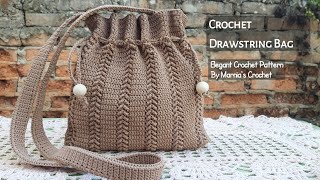 Crochet an Easy Drawstring Bag  Elegant Crochet Pattern by marniascrochet [upl. by Salokcin]