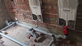 Plumbing in bathroom with full details  modern bathroom pipe fittings  bathroom full plumbing work [upl. by Eserrehs]