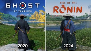 Ghost of Tsushima vs Rise of the Ronin  Physics and Details Comparison [upl. by Kerwon269]