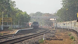 Trivandrum Rajdhani and Mangalore Express at Karwar station on Konkan Railway [upl. by Nnaeed]