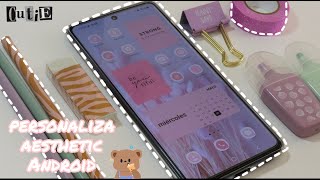 Personaliza tu Android Aesthetic 2021 Pastel Pink Nuevo celular Samsung A71 [upl. by Sheena]