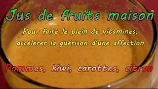 Jus de fruits pommes kiwi carottes citron à la centrifugeuse [upl. by Lonyer240]