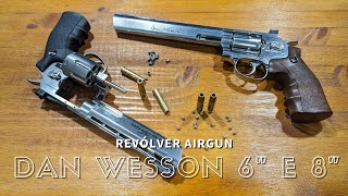 Revólver Airgun Dan Wesson 6quot e 8quot Chumbinho e Esfera Full Metal Cromado Co2 [upl. by Enitsirk]