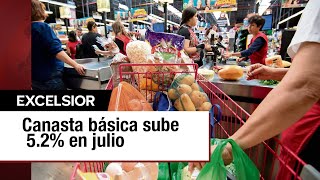 Precios de alimentos de la canasta básica suben un 52 en julio [upl. by Ailegnave]