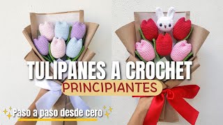 ✅ TULIPANES A CROCHET PASO A PASO PARA PRINCIPIANTES  VENDE TANTOS COMO PUEDAS TEJER 🧶💐 [upl. by Ylhsa]