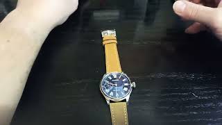 PARNIS 44mm ROYAL BLUE ROMANS DIAL MECHANICAL MANUAL 6497 MOVEMENT STAINLESS STEEL WATCH UNBOXING [upl. by Jean]