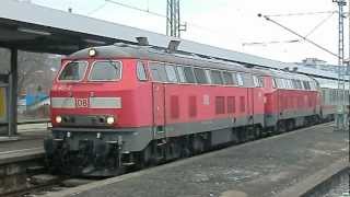 218 456 und 218 481 Motorstart vor IC 2013 quotAllgäuquot in Stuttgart Hauptbahnhof [upl. by Terrie212]