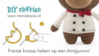 Franse knoop op een Amigurumi haken [upl. by Asor]