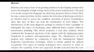 New Algorithm Applied to Transformers Failures Detection Based on Karhunen–Loève Transform [upl. by Pollyanna]