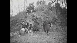 Unidentified film about RussoJapanese War 19041905 Japanese Detachment Climbing Hill [upl. by Hayarahs]