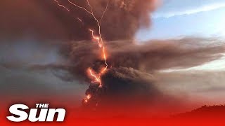 Philippines volcano  Dramatic footage of Taal eruption [upl. by Annawaj]