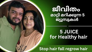 New Hair care series video2  5 hair growth supporting Juices  natural foods for hairfall control [upl. by Obeng]