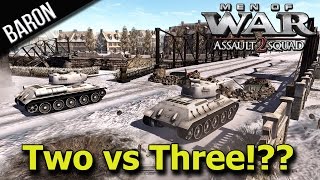 Men of War Assault Squad 2 Baron amp Sherman vs 3 People [upl. by Anirrak426]