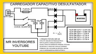 CARREGADOR E DESSULFATADOR DE BATERIAS CAPACITIVO [upl. by Eelime952]