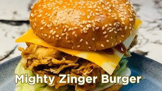 Zinger Burger Recipe  How to make KFC Style Mighty Zinger Burger at Home  Easy amp Delicious Recipe [upl. by Leinadnhoj]