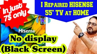 hisense 55 inch 4k Smart TV black or no display screen repaired at home  LED back panel fix in 7 [upl. by Kaczer852]