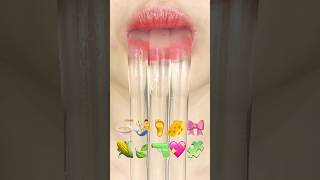 ASMR CLEAR JELLY EMOJI FOOD 🍜🧜‍♂️🦶🧀🎀🌽🍃🔫💖🧩 투명젤이 이모지 먹방 sped up [upl. by Aokek]