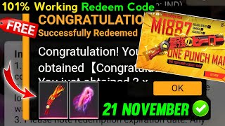 FREE FIRE REDEEM CODE TODAY 21 NOVEMBER  FF REWARDS REDEEM CODE  FF REDEEM CODE TODAY 21 NOVEMBER [upl. by Reamonn]