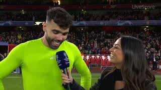 We play football for these kind of moments 🤩  Arsenal hero Raya speaks after penalties  LiveScore [upl. by Jeniece419]