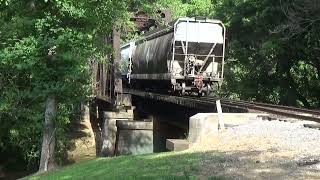 Yadkin Valley YV1 by Burch Station westbound on the main 6 30 22 Duo of Sx CSX SD60Ms lead [upl. by Arratal]