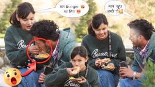 Food Snatching prank 😋  ladki ka burger kha liya 🤣 Funny prank 😆 2023 In shimla [upl. by Ytirahc]