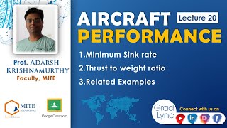 Aircraft Performance  Lec20  Minimum Sink rate Thrust to weight ratio [upl. by Yrtnej]