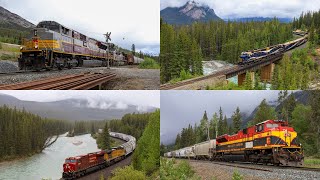 Rainy day in the Rockies  CPKC Laggan amp Mountain Sub  Rocky Mountaineer and Freights [upl. by Franciska193]