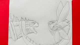 How to draw Godzilla Vs Tiamat  Godzilla x Kong the New Empire [upl. by Wj]