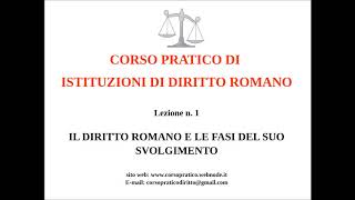 1 IL DIRITTO ROMANO E LE FASI DEL SUO SVOLGIMENTO [upl. by Ambrosine]