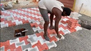 paver block installation parking flooring pathway industrial gattu fitting Interlocking Tiles [upl. by Irakab]