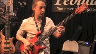 Bass Musician Magazine NAMM 2013  Doug Johns at the Pedulla Booth [upl. by Dreher184]