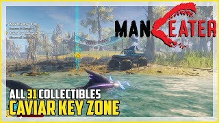 Maneater Caviar Key All Collectible Locations Landmarks License Plates Nutrition Caches [upl. by Nevak]