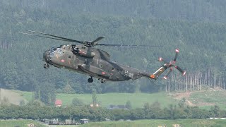 AIRPOWER 24  German Air Force Sikorsky CH53GE 8482 landing at Zeltweg Air Base [upl. by Hazlett]