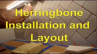 Diagonal Herringbone kitchen backsplash step by step layout and installation [upl. by Olsen916]