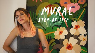 PAINTING A TROPICAL MURAL • enhancing a coffee shop in Madeira with acrylic wall art 🌿 [upl. by Veda]