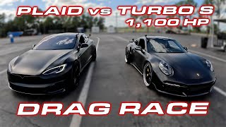 1000 HP Porsche Turbo S vs Tesla Plaid and World Record McLaren Spider 14 Mile [upl. by Akcirehs965]