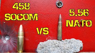 556 vs 458 SOCOM  Wood Concrete and Steel Penetration Test [upl. by Enoyrt]