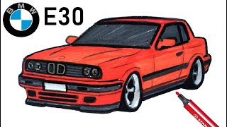 Easy Drawing Bmw E30 I Kolay Bmw E30 Çizimi I Bmw Nasıl Çizilir [upl. by Yemrots]