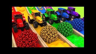 Drill Construction Vehicles Bulldozer Tractor Cars Pretend play with Learn Colors Toys for kids [upl. by Mercola368]