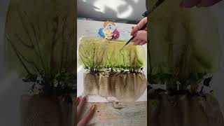 WATERCOLOR painting WITH fun ART challenge [upl. by Adirahs]