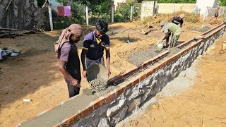 Techniques of Stonewall Belt Reinforcement ConcreteBasement On Compound Construction [upl. by Theola]