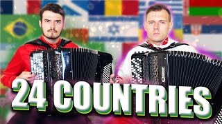 2 Accordions 24 Countries  Traditional Music [upl. by Aikenat458]